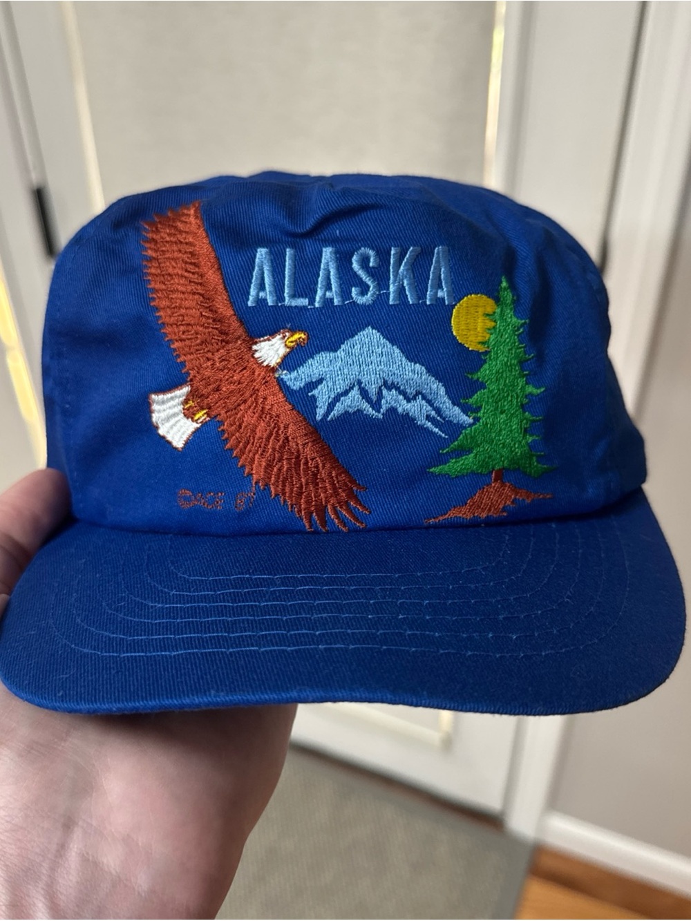 Vintage Alaska Snapback Hat Ace Colorful Eagle Mountain Stitched Cap 1987